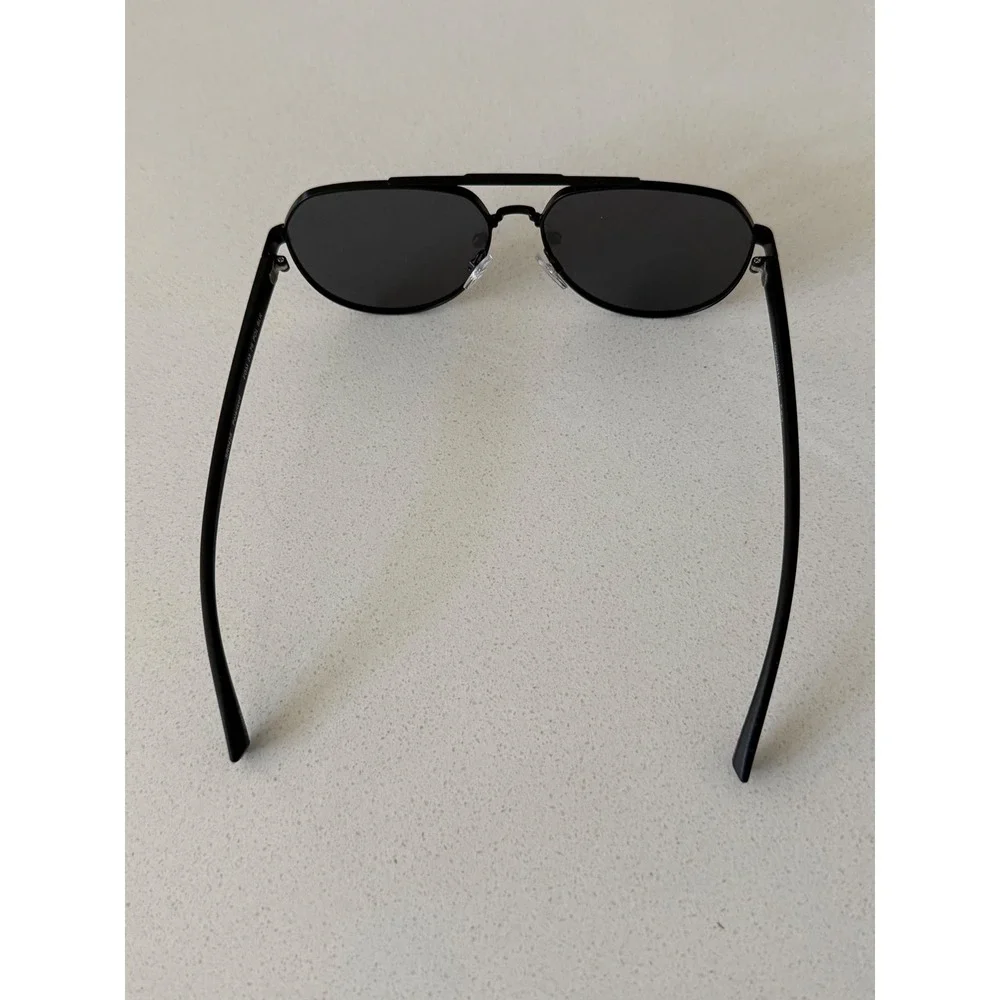 Foster Grant SR0425 Mens Black Polarized Aviator Sunglasses Double Bridge